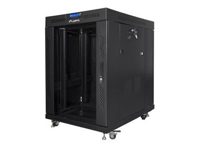 Lanberg | Rack cabinet 19" free-standing 15U/800x1000 (flat pack) with glass door, LCD | FF01-8015-12BL | Black