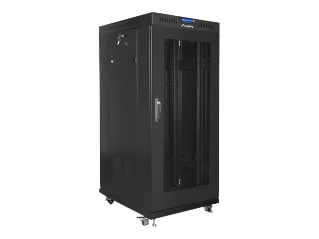 Lanberg | Rack cabinet 19" free-standing 22U/800x800 (flat pack) with glass door, LCD | FF01-8822-23BL | Black