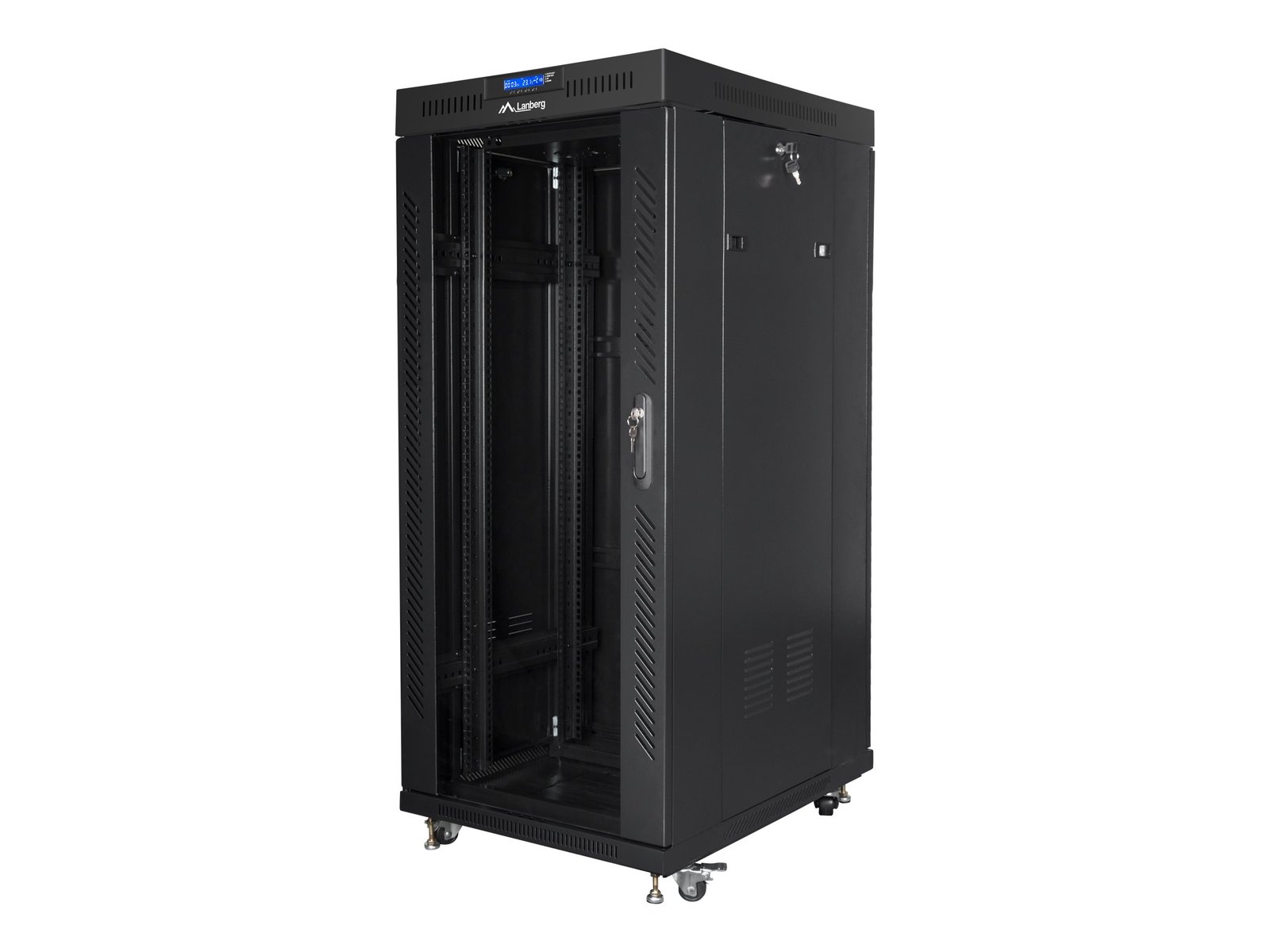 Lanberg | Rack cabinet 19" free-standing 27U/600x800 (flat pack) with glass door, LCD | FF01-6827-12BL | Black