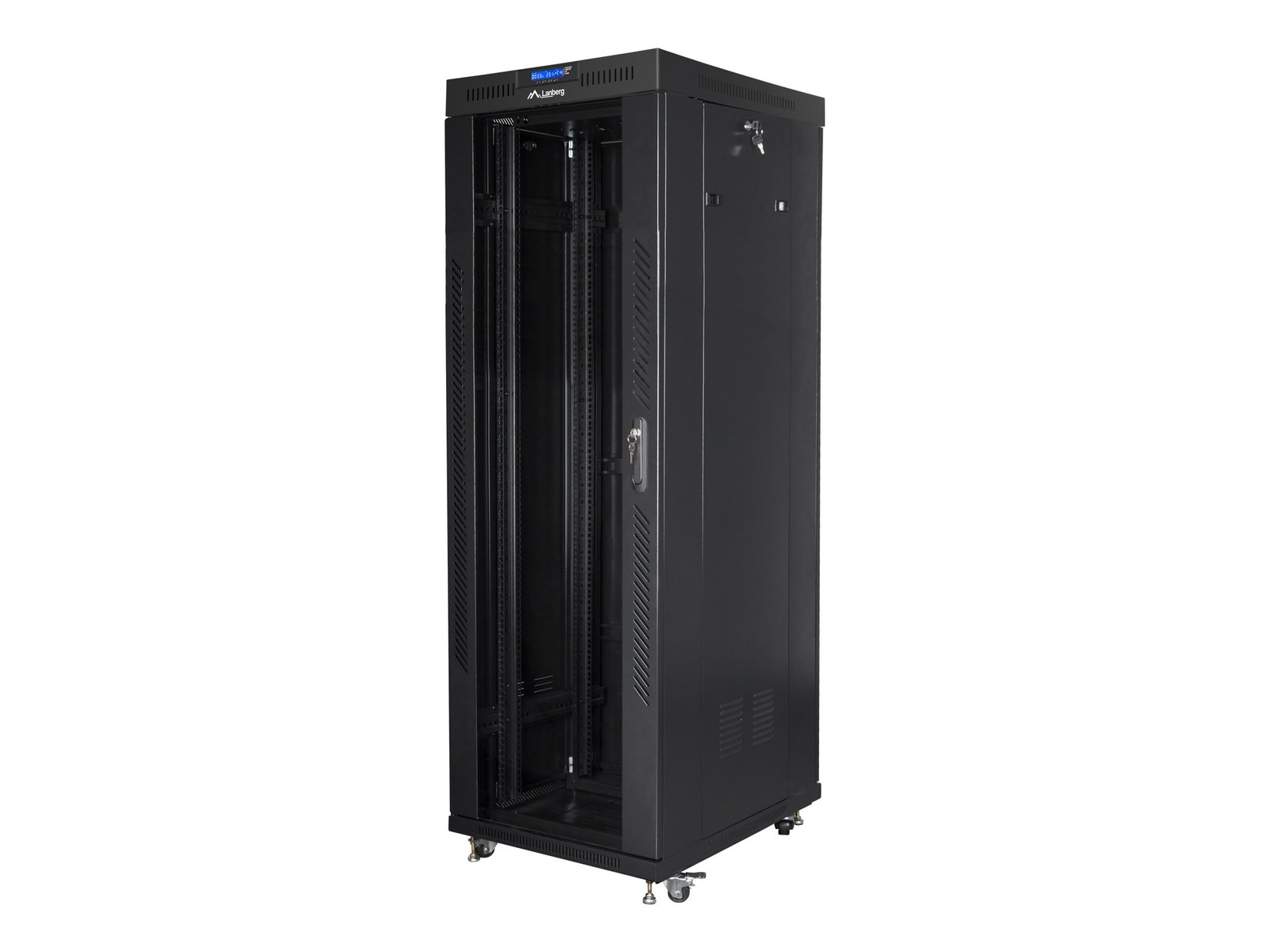 Lanberg | Rack cabinet 19" free-standing 37U/600x800 (flat pack) with glass door, LCD | FF01-6837-12BL | Black