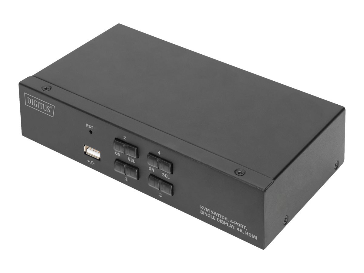 Digitus | KVM Switch, 4 Port, Single Display, 4K, HDMI | DS-12880