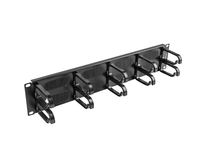 Lanberg 19" cable management brush panel 10 rings - type B 2U | AK-1204-B | Black