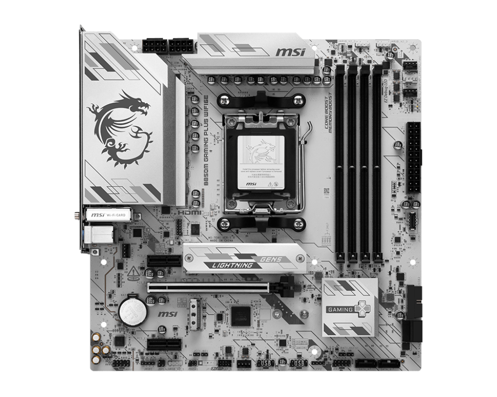 MSI B850M GAMING PLUS WIFI6E | Processor family AMD | Processor socket AM5 | Supported hard disk drive interfaces SATA, M.2 | Number of SATA connectors 4