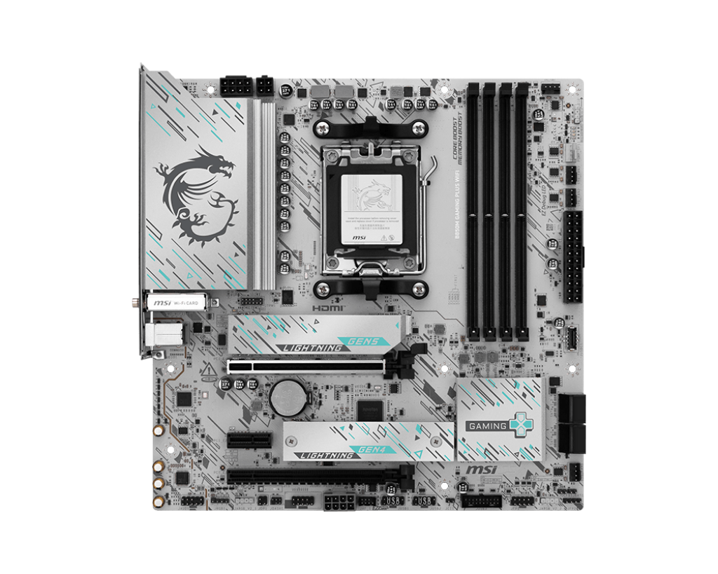 MSI B850M GAMING PLUS WIFI | Processor family AMD | Processor socket AM5 | DDR5 | Supported hard disk drive interfaces SATA, M.2 | Number of SATA connectors 4