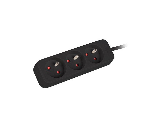 Lanberg Cable Power Strip, 3X French Outlets Quality-Grade Copper, 3 m | PS0-03E-0300-BK
