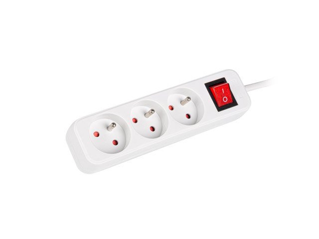 Lanberg Cable Power Strip, 3X French Outlets with Switch, Quality-Grade Copper, 1.5 m | PS1-03E-0150-W