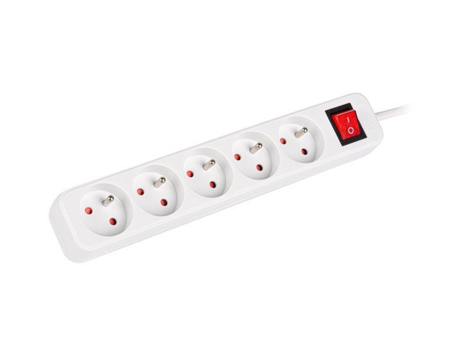 Lanberg Cable Power Strip, 5X French Outlets with Switch, Quality-Grade Copper, 3 m | PS1-05E-0300-W