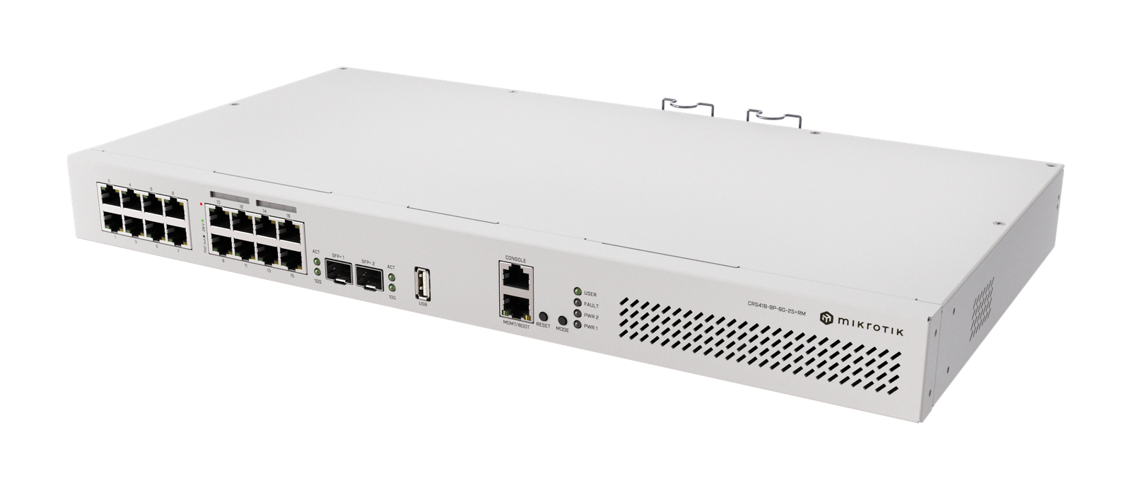 MikroTik | Cloud Router Switch with RouterOS L5, racmount case | CRS418-8P-8G-2S+RM