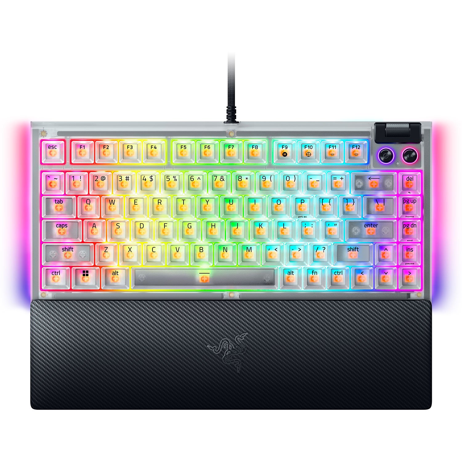 Razer Hot-swappable Mechanical Gaming Keyboard | BlackWidow V4 75% | Gaming Keyboard | Wired | US | Razer Mechanical Switches (Tactile) | Phantom White Edition