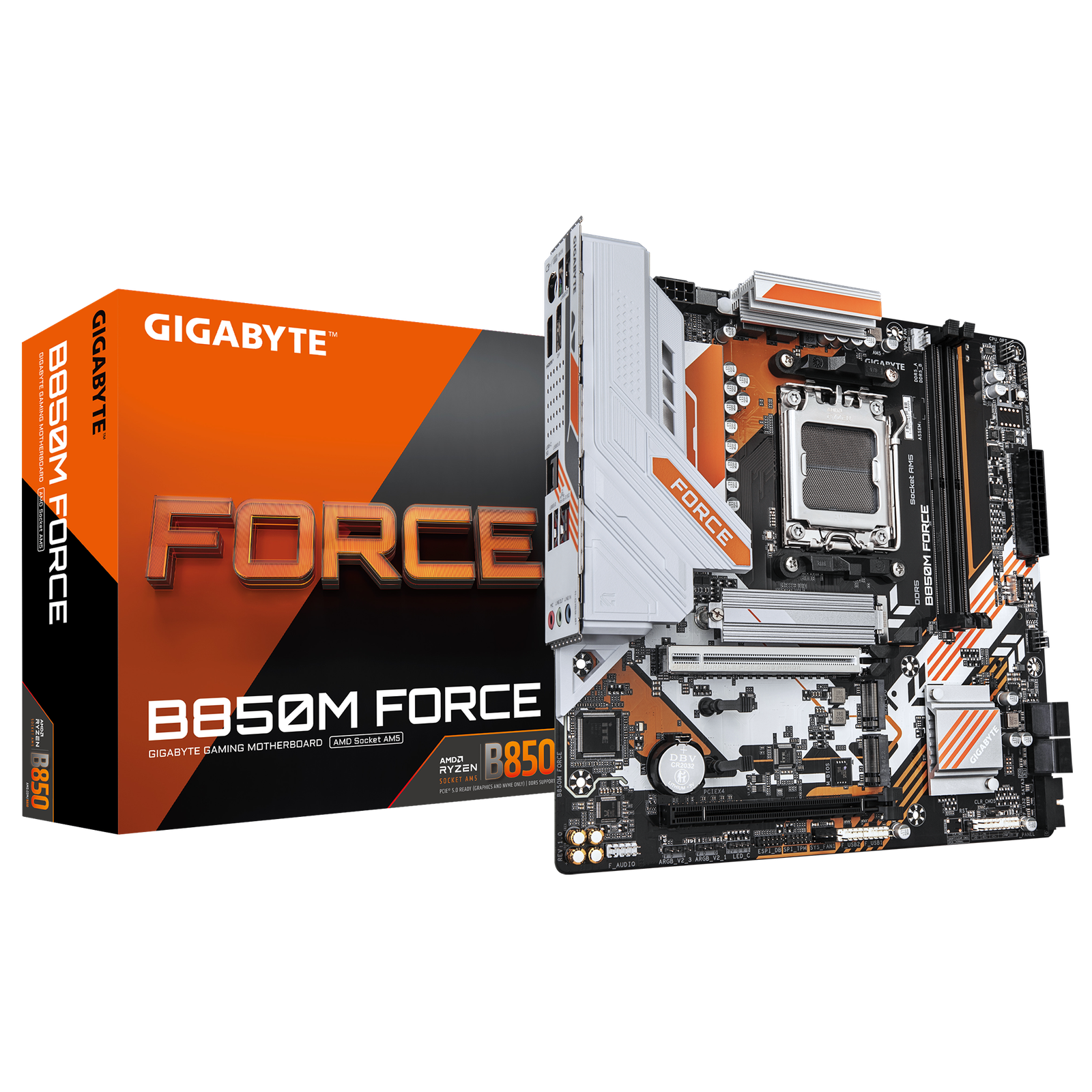 Gigabyte B850M FORCE (rev. 1.0) | Processor family AMD | Processor socket AM5 | DDR5 | Supported hard disk drive interfaces SATA, M.2 | Number of SATA connectors 4