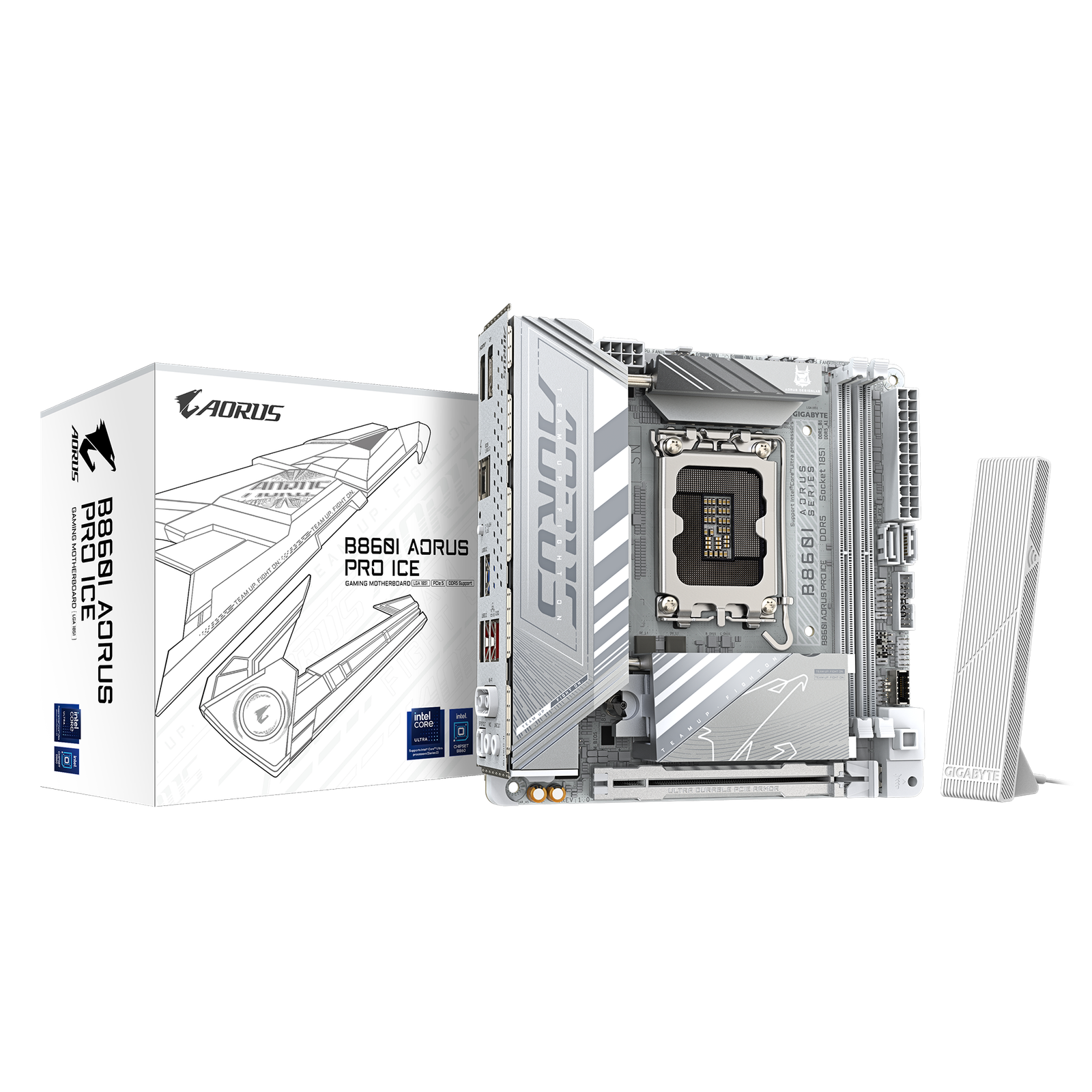 Gigabyte B860I AORUS PRO ICE | Processor family Intel | Processor socket LGA1851 | DDR5 | Supported hard disk drive interfaces SATA, M.2 | Number of SATA connectors 2