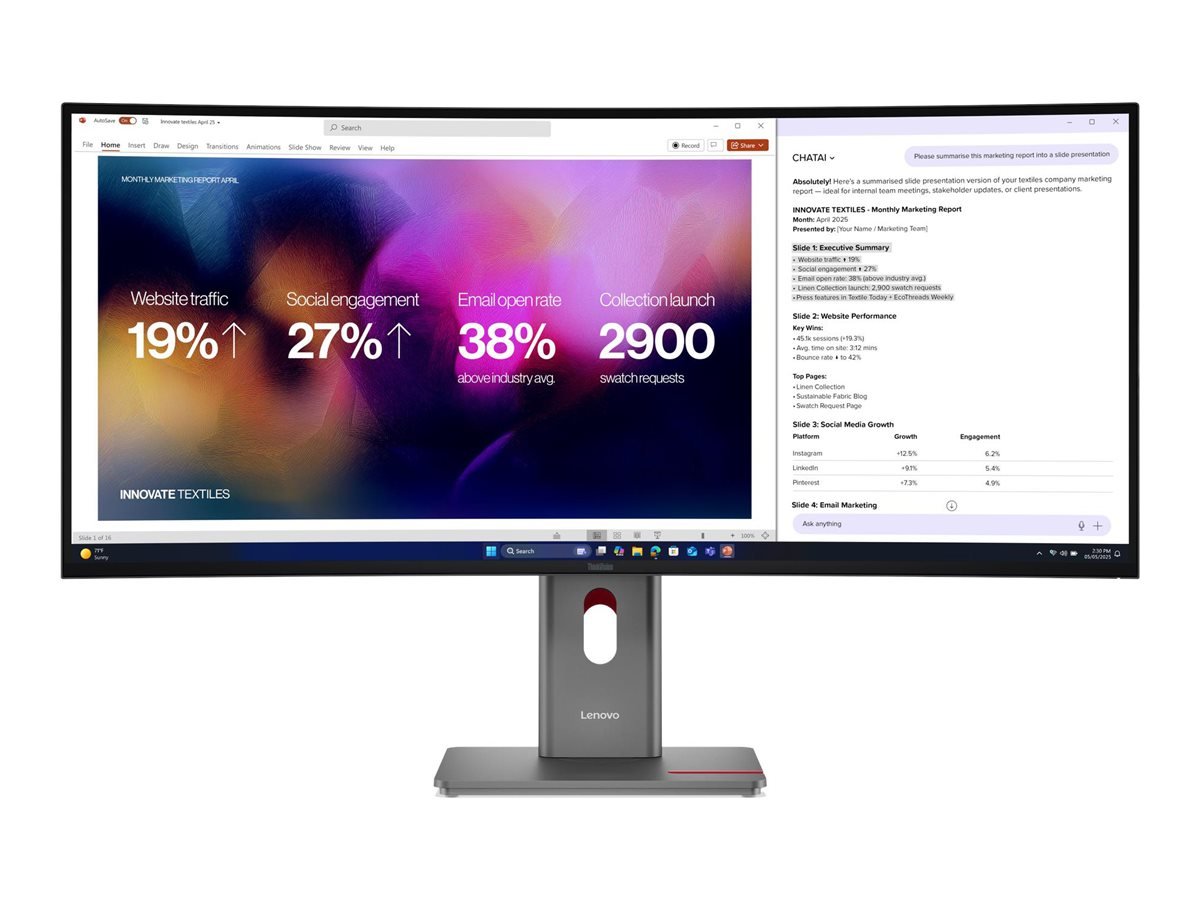 Lenovo | ThinkVision P40WD-40 | 39.7 " | IPS | 21:9 | 120 Hz | 4/6 ms | 5120 x 2160 pixels | 400 cd/m² | Eclipse Black