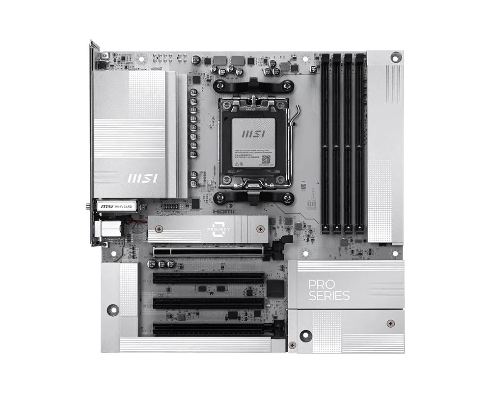 MSI PRO B850M-A WIFI PZ | Processor family AMD | Processor socket AM5 | DDR5 | Supported hard disk drive interfaces SATA, M.2 | Number of SATA connectors 4
