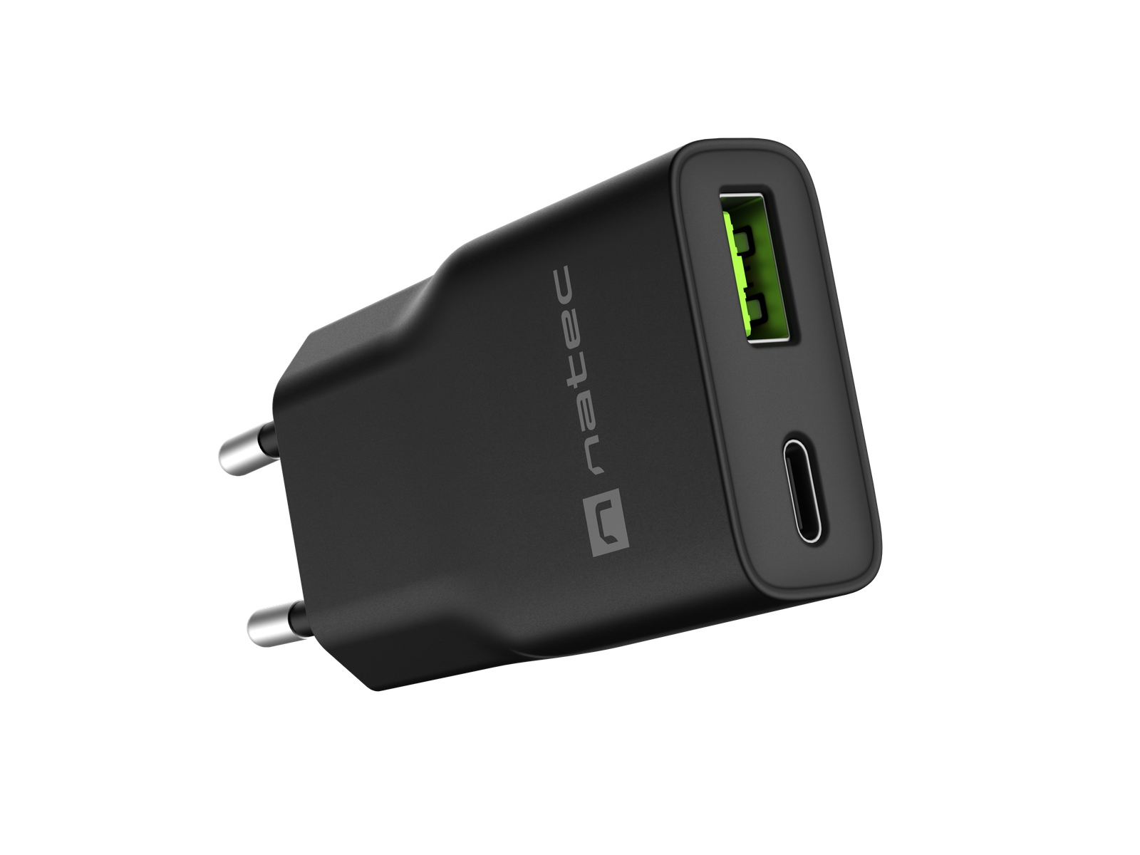 Natec Ribera USB Charger Gan Slim USB 1X USB-A + 1X USB-C 20W | NUC-2377