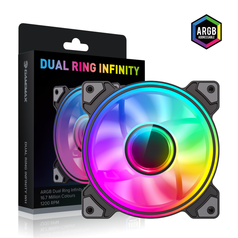 Gamemax Case Fan | DUAL RING INFINITY BK | Black