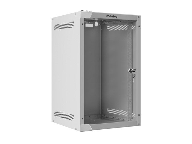 Lanberg Rack cabinet 10" wall-mount 9U/280x310 (flat pack) with glass door | WF10-2309-10S | Gray