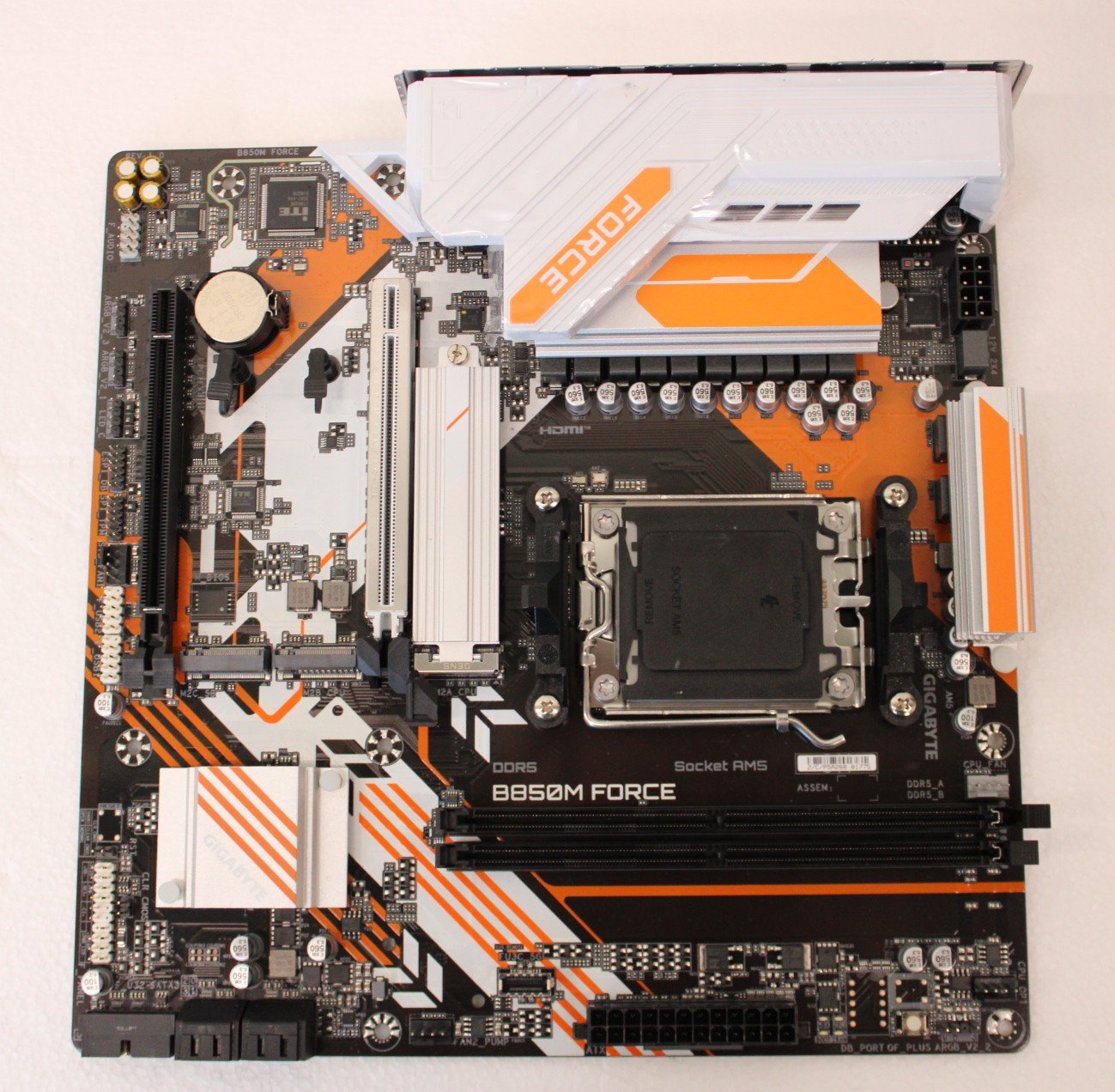 SALE OUT. | Gigabyte B850M FORCE (rev. 1.0) | Processor family AMD | Processor socket AM5 | DDR5 | Supported hard disk drive interfaces SATA, M.2 | Number of SATA connectors 4 | REFURBISHED, WITHOUT ORIGINAL PACKAGING AND ACCESSORIES, ONLY BACK PANEL INCLUDED