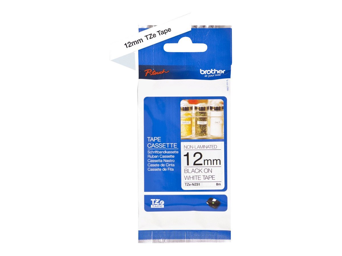 Brother TZe-N231 Labelling Tape Cassette – Black on White, 12mm wide, 8m long Brother