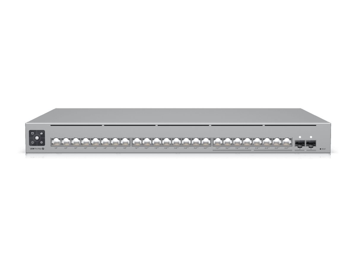 Ubiquiti Switch | USW-Pro-Max-24-PoE | Managed L3 | Rackmountable | SFP+ ports quantity 2 | Power over Ethernet (PoE) ports quantity 24 | PoE+ ports quantity 8 + 16 PoE++ | Power supply type AC/DC, internal, 450W