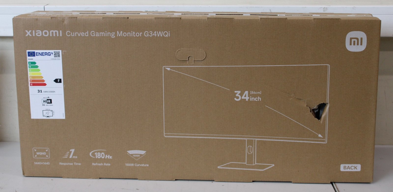 SALE OUT. Xiaomi | G34WQi | 34 " | WQHD | 21:9 | 180 Hz | 1 ms | 3440 x 1440 pixels | 350 cd/m² | HDMI ports quantity 2 | Black | Warranty 24 month(s) | DAMAGED PACKAGING