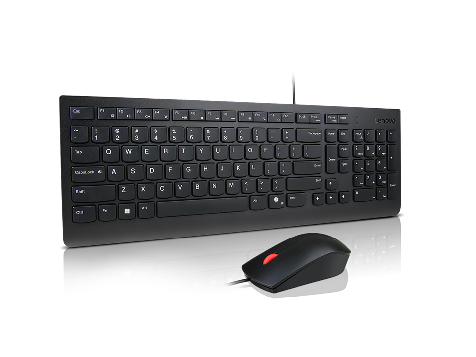 Lenovo Essential Wired Combo Keyboard and Mouse | Keyboard and Mouse Set | Wired | Mouse included | Nordic | Black