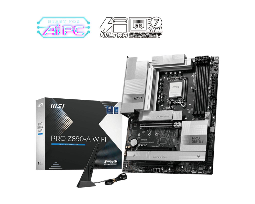 MSI PRO Z890-A WIFI | Processor family Intel | Processor socket LGA1851 | DDR5 UDIMM | Supported hard disk drive interfaces SATA, M.2 | Number of SATA connectors 4
