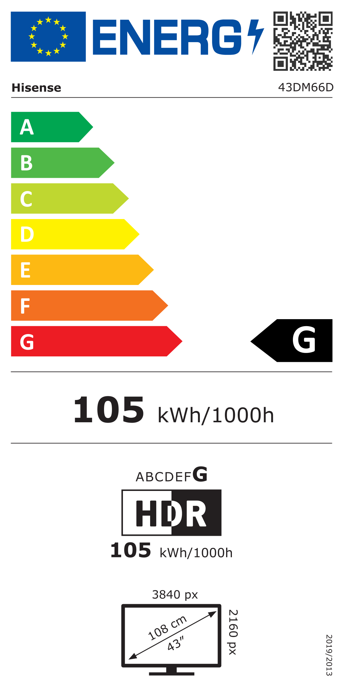 Hisense 43DM66D | Digital Signage Display | 43 " | Landscape/Portrait | 24/7 | Android | Wi-Fi | 8 ms | 178 ° | 178 ° | 500 cd/m²