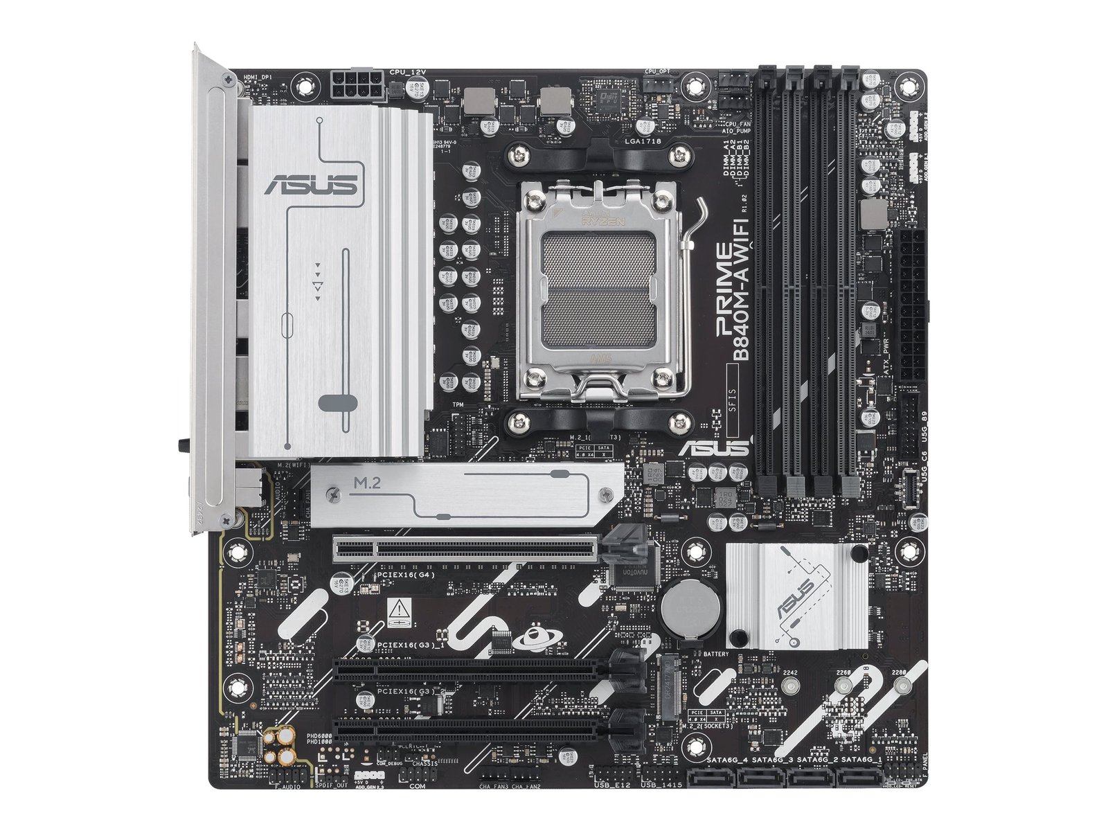 Asus PRIME B840M-A WIFI | Processor family AMD | Processor socket AM5 | DDR5 SDRAM | Supported hard disk drive interfaces SATA, M.2 | Number of SATA connectors 4