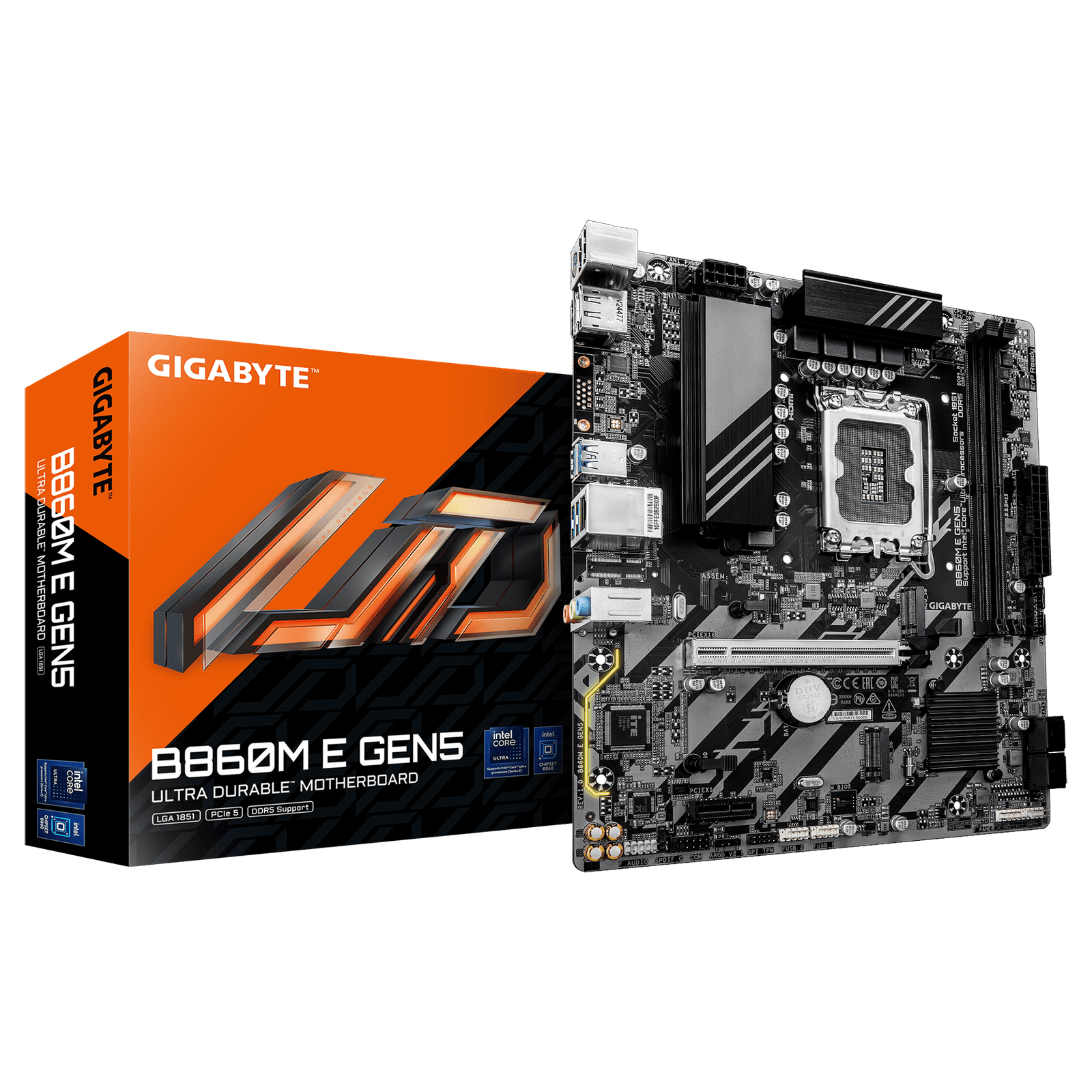 Gigabyte B860M E GEN5 | Processor family Intel | Processor socket LGA1851 | DDR5 | Number of SATA connectors 4 | Supported hard disk drive interfaces SATA, M.2