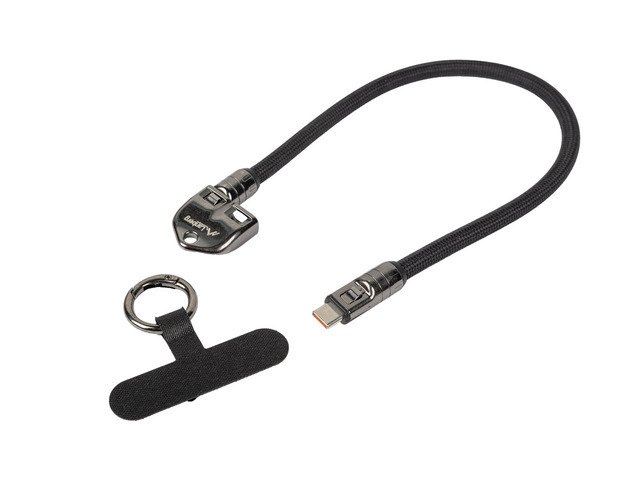 Lanberg USB-C M/M Lanyard/Keychain Cable, 0.3 m, 240 W | CA-CMCM-10LN-0003-BK
