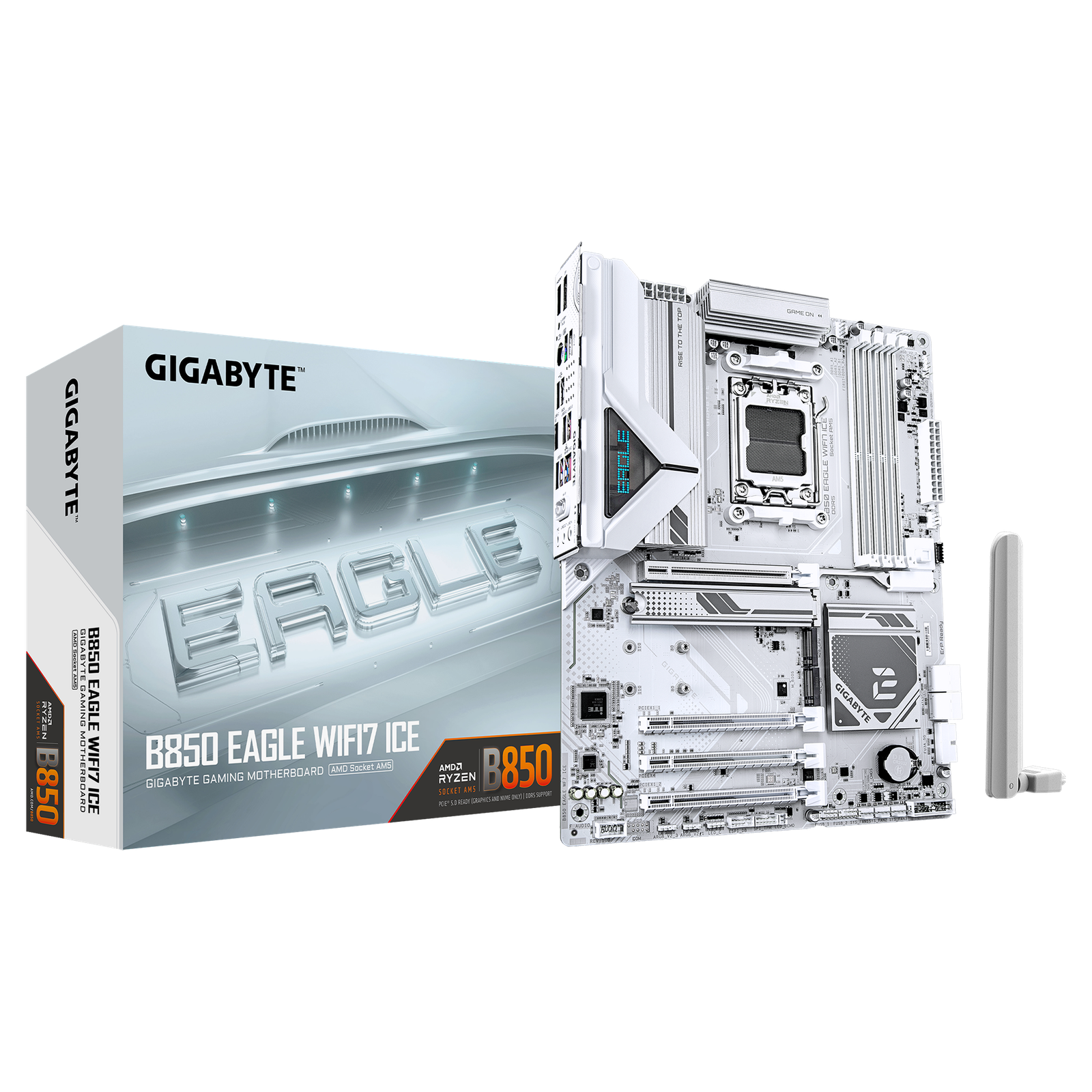 Gigabyte B850 EAGLE WF7 ICE | Processor family AMD | Processor socket AM5 | DDR5 | Supported hard disk drive interfaces SATA, M.2 | Number of SATA connectors 4