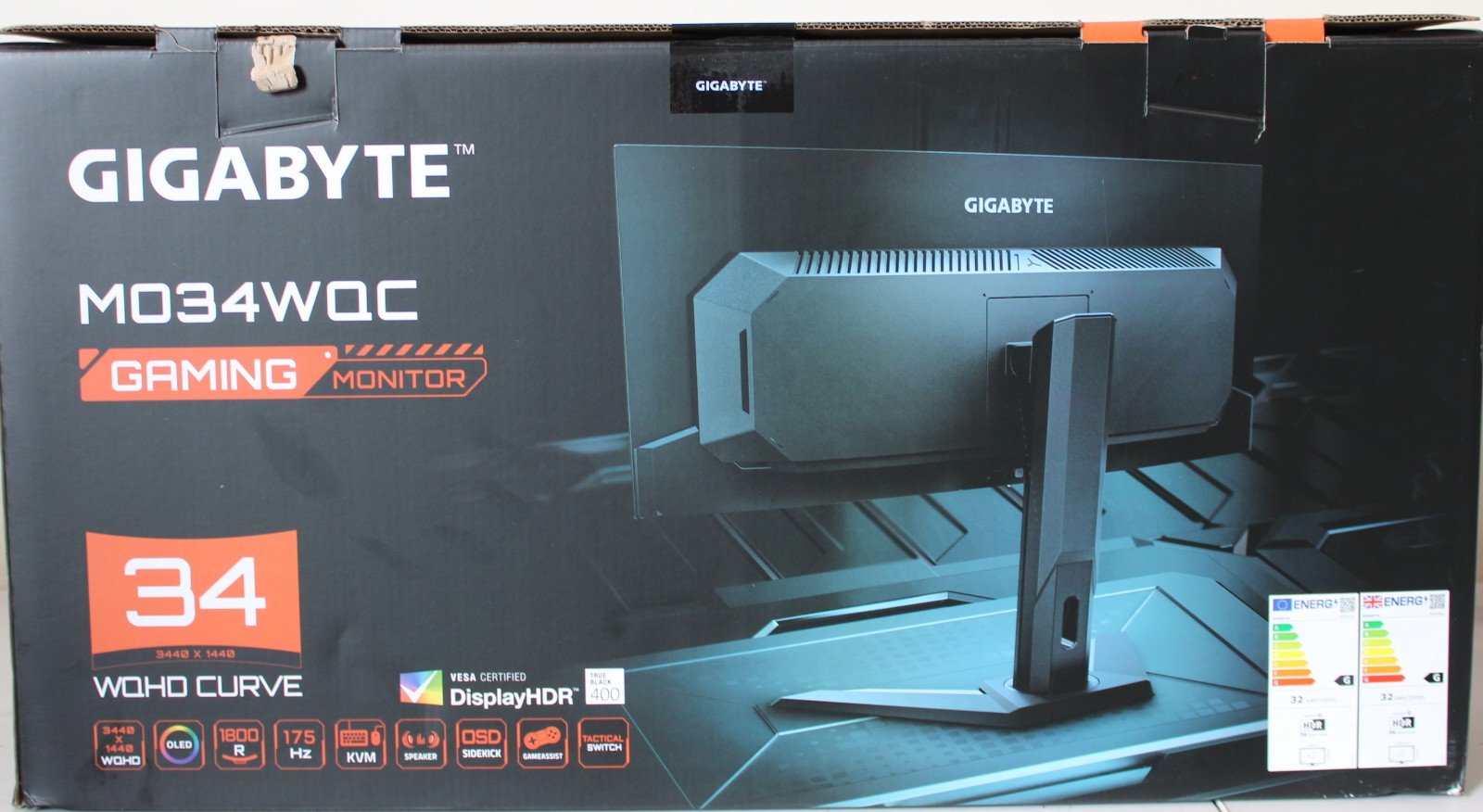 SALE OUT. GIGABYTE MONITOR 34" MO34WQC EK | SALE OUT. MO34WQC EK1 | 34 " | OLED | WQHD | 175 Hz | 0.03 ms | 3440 x 1440 pixels | 250 cd/m² | HDMI ports quantity 2 | Warranty 36 month(s) | DAMAGED PACKAGING, DEMO