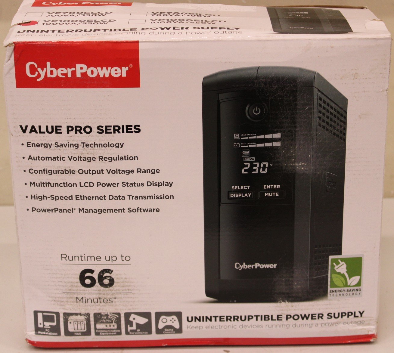 SALE OUT. CyberPower VP1000ELCD Backup UPS Systems | SALE OUT. | CyberPower | Backup UPS Systems | VP1000ELCD | 1000 VA | 550 W | DAMAGED PACKAGING
