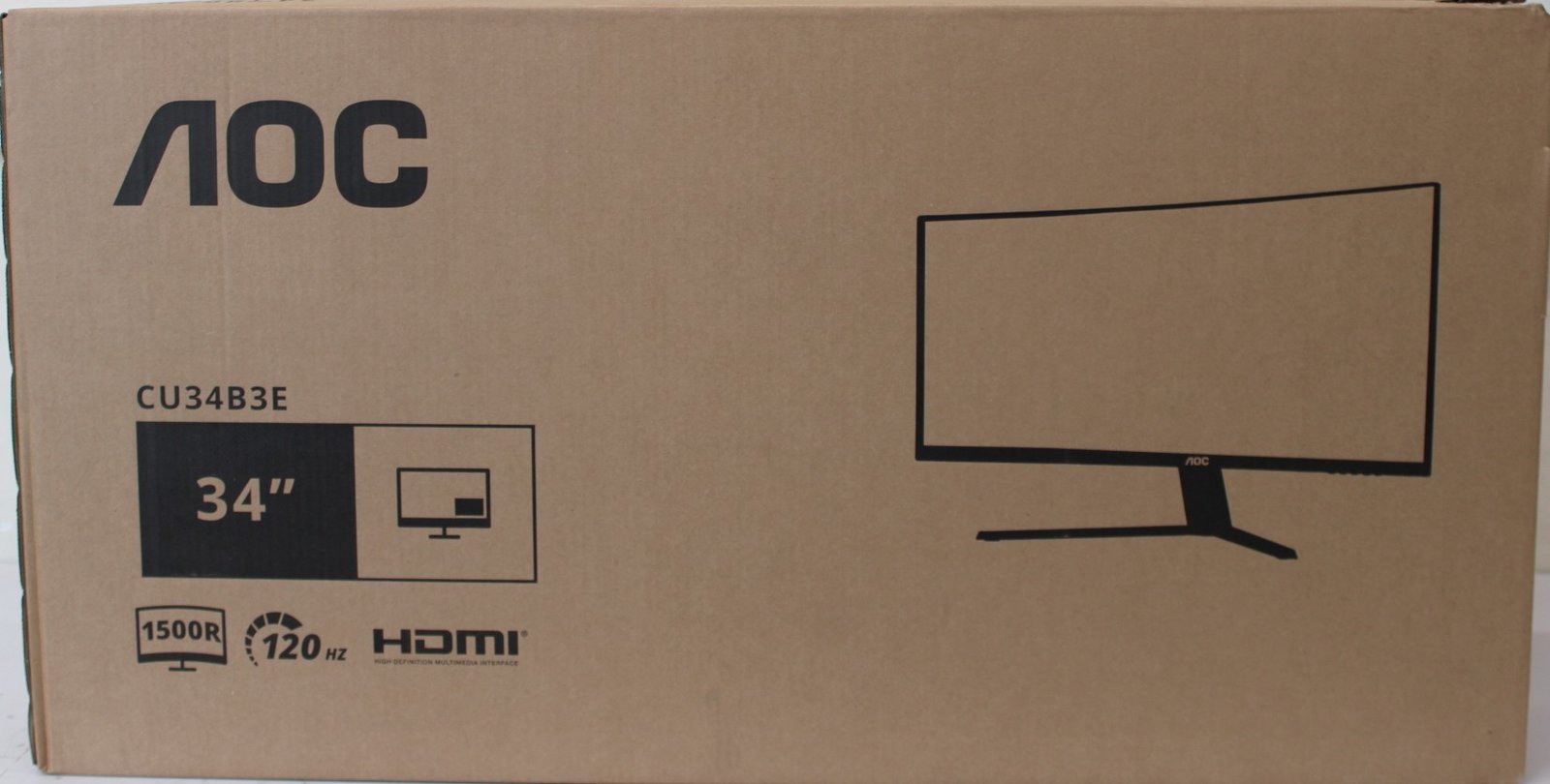 AOC CU34B3E Curved 34" 3440x1440/21:9/300cd/m2/4ms HDMI, DisplayPort, USB, Audio out | Warranty 36 month(s) | DAMAGED PACKAGING
